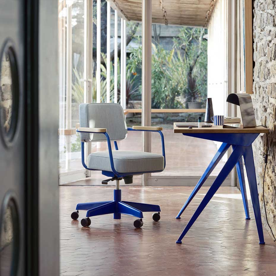 Lampe de Bureau Bordslampa Prouvé Bleu Marcoule